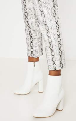 PrettyLittleThing Behati White Faux Leather Ankle Boot
