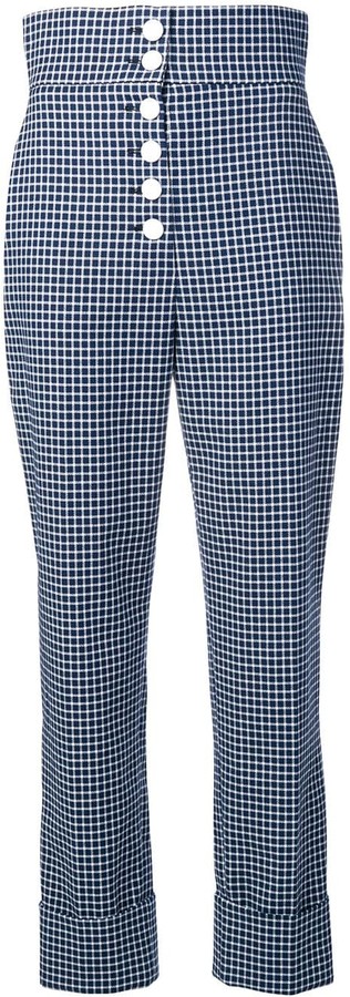 high waisted checked trousers