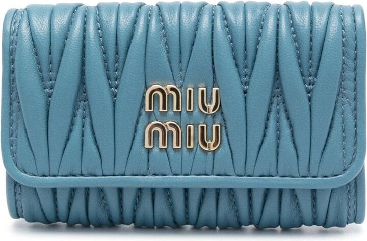 Burberry Women's Dusty Teal Blue Textured Leather Wallet