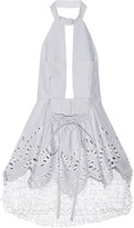 Thumbnail for your product : Alexander McQueen Tiered eyelet cotton-poplin halterneck dress
