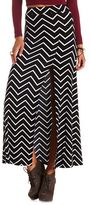 Thumbnail for your product : Charlotte Russe Chevron Print Front Slit Maxi Skirt