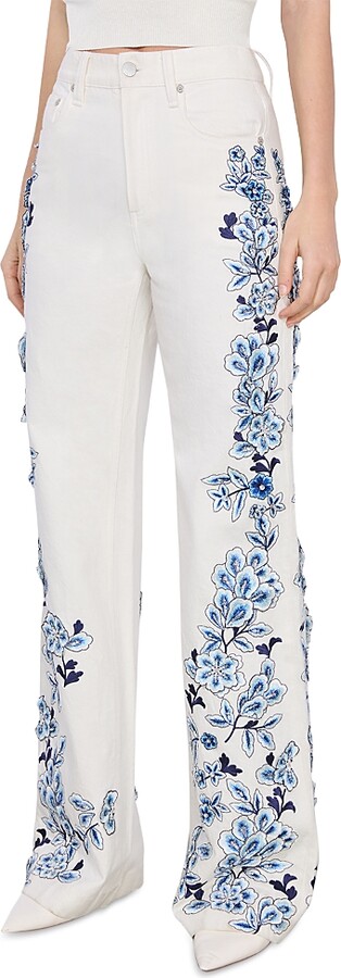 Alice + Olivia Weezy Floral Embroidered Pants