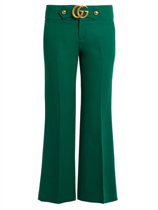 Gucci GG wool and silk-blend cady kick-flare trousers