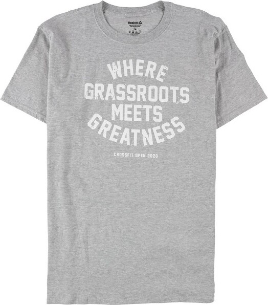 Reebok ReebokMensWhereGrassrootsMeetsGreatnessGraphicT-Shirt,gray,Large