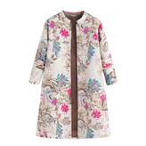 Thumbnail for your product : Pervobs Women Coat&Jacket Pervobs Womens Winter Warm Outwear Vintage Floral Print Long Sleeve Button Down Long Coats Jacket Overcoat(M, )