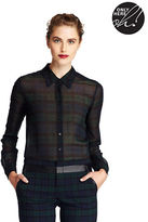 Thumbnail for your product : 424 FIFTH Black Watch Plaid Button-Down Blouse