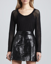 Thumbnail for your product : Alexis Muriel Perforated-Sleeve Top, Black
