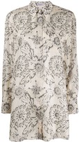 Thumbnail for your product : Brunello Cucinelli Long Floral Print Shirt