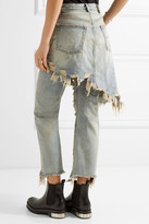 Thumbnail for your product : R 13 Double Classic Distressed High-rise Straight-leg Jeans - Mid denim