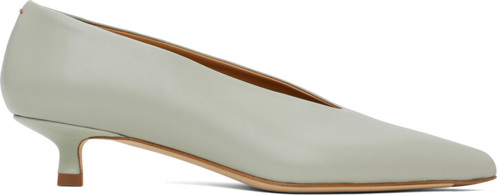 AEYDĒ Gray Clara Leather Heels