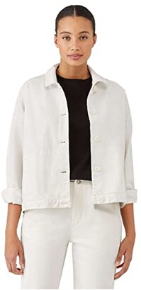 white stretch denim jacket