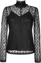 Thumbnail for your product : G.V.G.V. foiled lace frilled high neck top