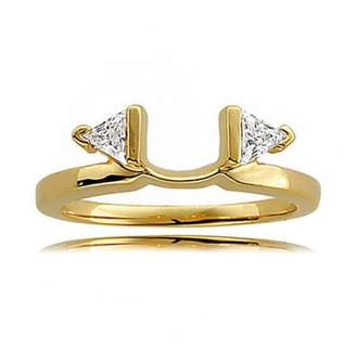 GEMaffair 14K Yellow Gold White Diamond 2-Stone Triangle Cut Ring Wrap - 0.25 cttw (H,SI3)