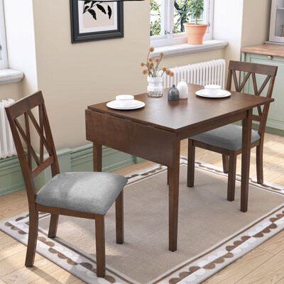 Latitude Run 3 Piece Kitchen Dining Set With Drop Leaf Dining Table And 2 Dining Upholstered Chairs Dining Room Set
