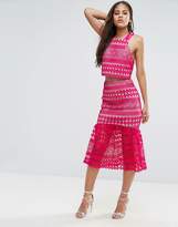 Thumbnail for your product : ASOS Tall TALL Premium Occasion Lace Crop Top Co-Ord-Pink