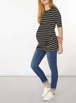 Thumbnail for your product : **Maternity Black and White Striped Ribbed Top