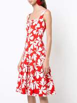 Thumbnail for your product : Oscar de la Renta leaf-print flared midi dress