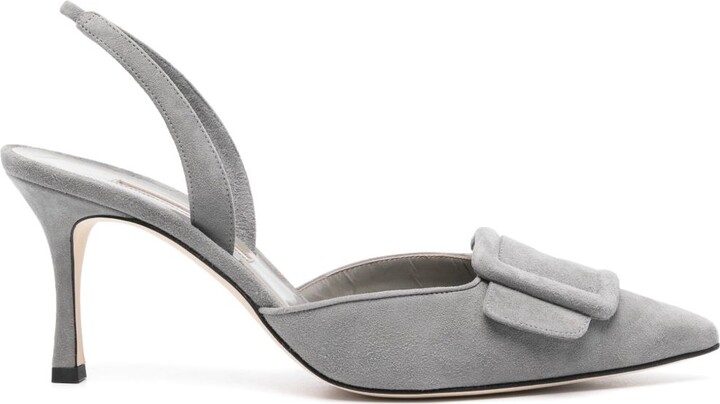 Manolo Blahnik Grey 70mm Maysli Pumps