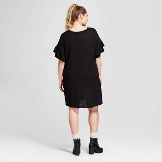 Xhilaration Women's Plus Size Ruffle Sleeve T-Shirt Dress