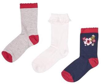 Burton Mens **Girls 3 Pack Navy Floral Socks ( 18 months - 6 years)
