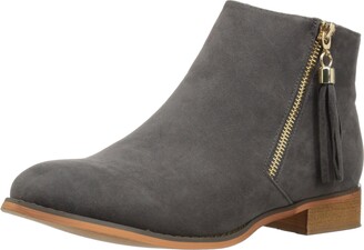 Brinley Co. Womens Side Zip Faux Suede Ankle Boots Gray
