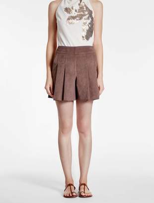 Halston Ultrasuede Pleated Shorts
