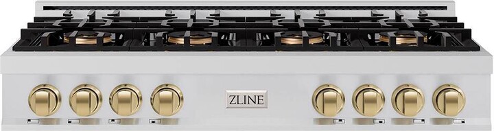 Autograph Edition 48 in. Classic Gas Rangetop with 8-Burner DuoPro Cooktop in Stainless and Champagne Bronze Accents