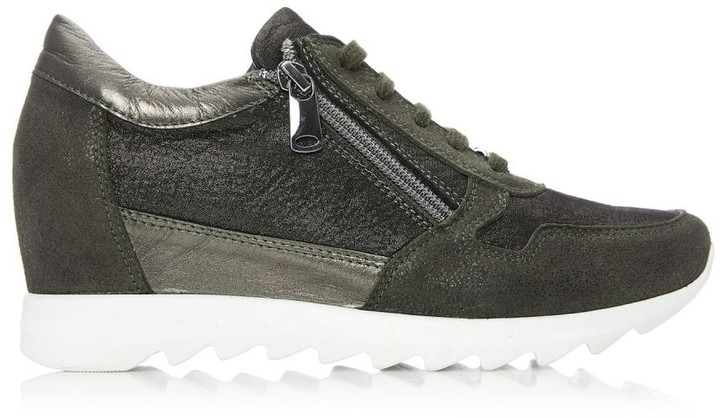 khaki wedge trainers