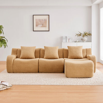 Wrought Studio Soft Teddy Fabric Boneless SofaNo Assembly Required Streamlined DesignAnti-Slip Design 32D High Density Sponge Fits Living Rooms Bedrooms