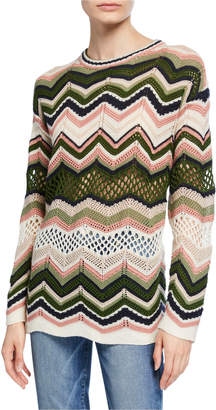 M Missoni Zigzag Crochet Long-Sleeve Tunic