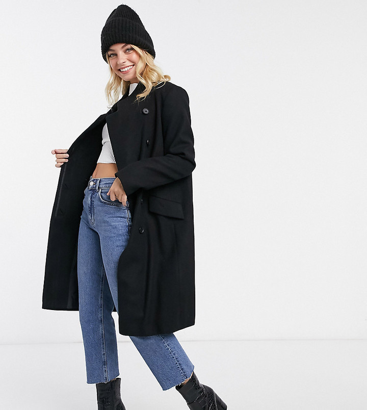 petite black wrap coat