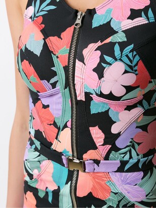 AMIR SLAMA Floral-Print Zip-Up Mini Dress