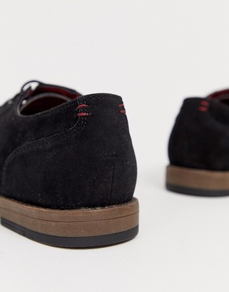 New Look faux suede derby shoes in black