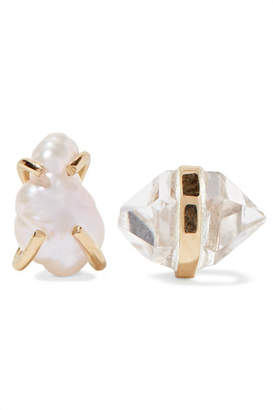Melissa Joy Manning 14-karat Gold, Herkimer Diamond And Pearl Earrings - one size