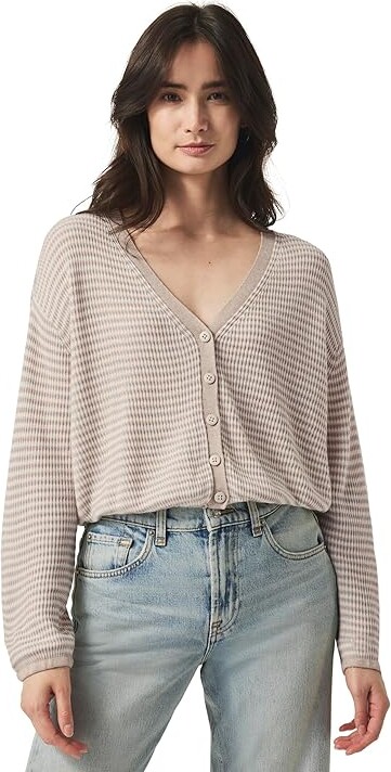 Splendid Bri Striped Cardigan Women's Sweater Fawn Stripe : SM (Women's 2-4), Nylon/Polyester/Viscose