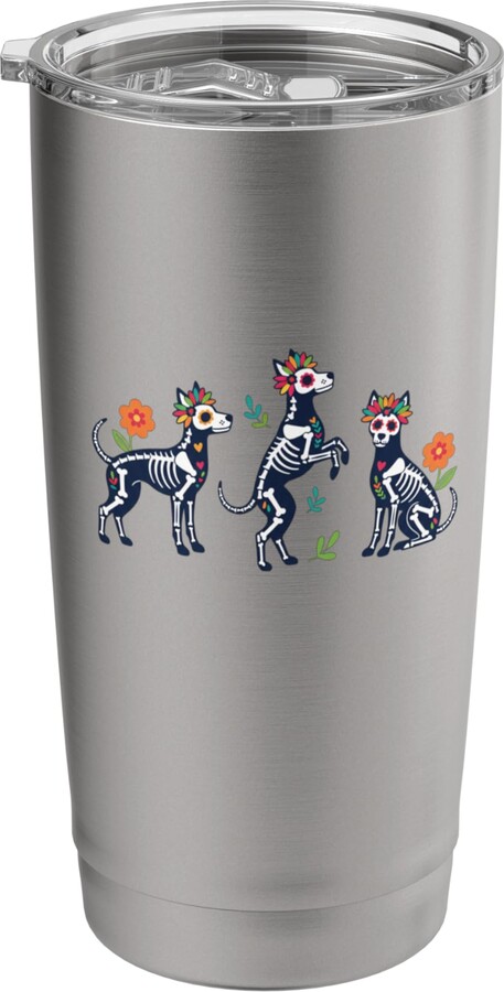 Spooky Paw Studio Halloween Skeleton Dogs Floral Dogs Stainless Steel Insulated Tumbler