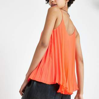River Island Coral pleated cami top