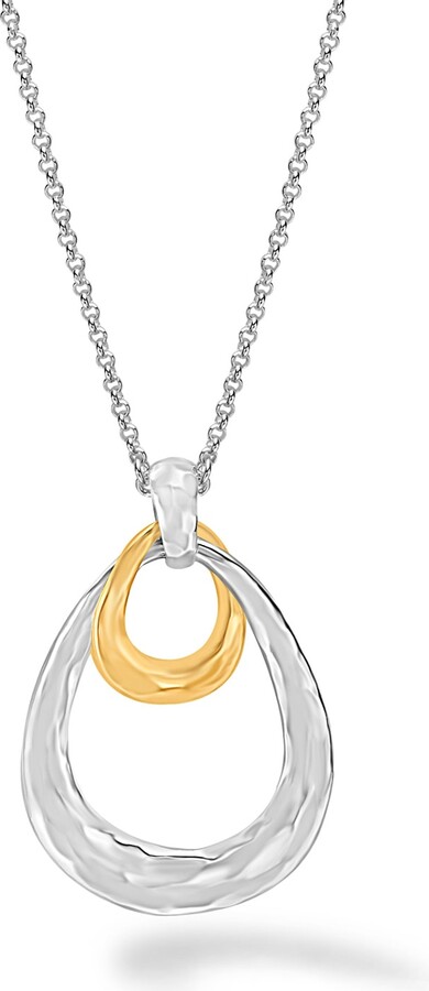 Dower & Hall Silver Large Entwined Mixed Open Double Oval Pendant