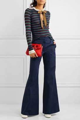 Sonia Rykiel Bow-Detailed Striped Cotton-Blend Sweater
