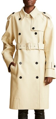 HidesandCult Women's Double Breasted Leather Trench Coat
