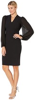 Thumbnail for your product : Vince Camuto Kors Crepe Bodycon Dress w/ Chiffon Combo at Back and Sleeve (Black) Women's Dress