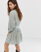 Thumbnail for your product : ASOS DESIGN casual mini skater dress with broderie trims in stripe
