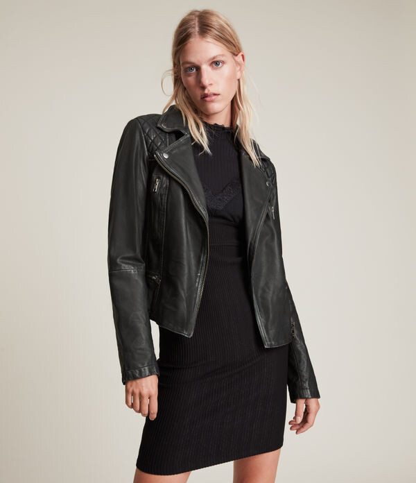 leather jacket with black hardware