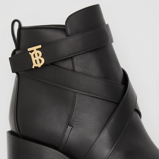 Burberry Monogram Motif Leather Ankle Boots