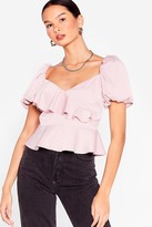 Thumbnail for your product : Nasty Gal Womens It's a Puff Call Satin Wrap Blouse - Black - 8