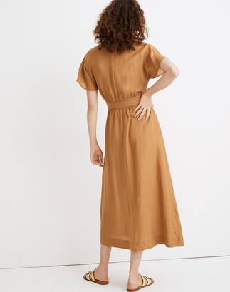 Madewell Linen-Blend Dolman-Sleeve Tie-Waist Midi Dress