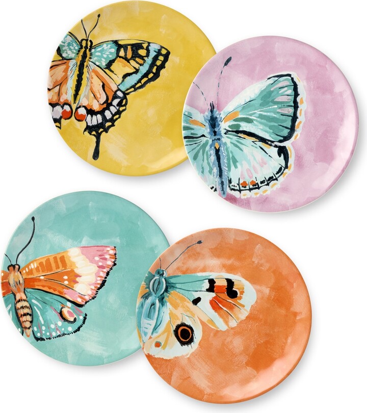 Certified International Butterflies Salad Plates, Set of 4, Service for 4