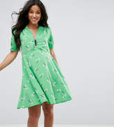 Thumbnail for your product : ASOS Maternity Short Sleeve Floral Tea Midi Dress With Zip Detail