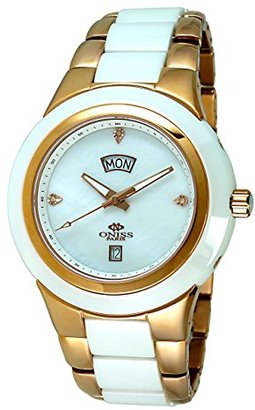 Mother of Pearl Oniss Paris Women's ON436-MRG/WHT Analog High-Tech Ceramic Case Mother-Of-Pearl Dial Swiss-Quartz Watch