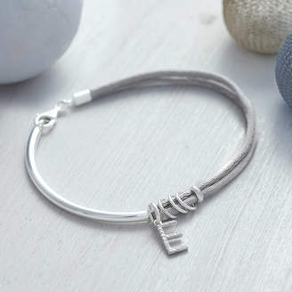 Hurleyburley Silk And Sterling Silver Pave Initial Charm Bangle